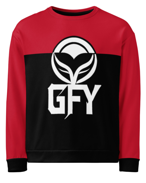 GFY Clothing: Design 02 – Unisex Sweatshirt – Black, Red & White