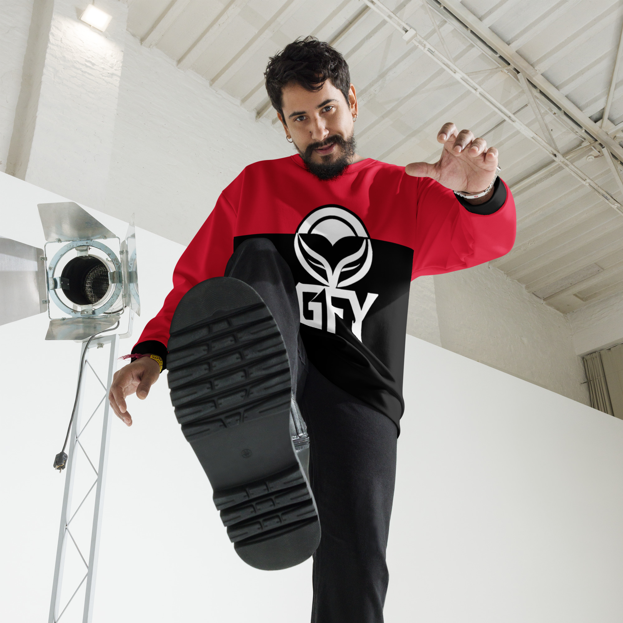 GFY Clothing: Design 02 – Unisex Sweatshirt – Black, Red & White - Image 2