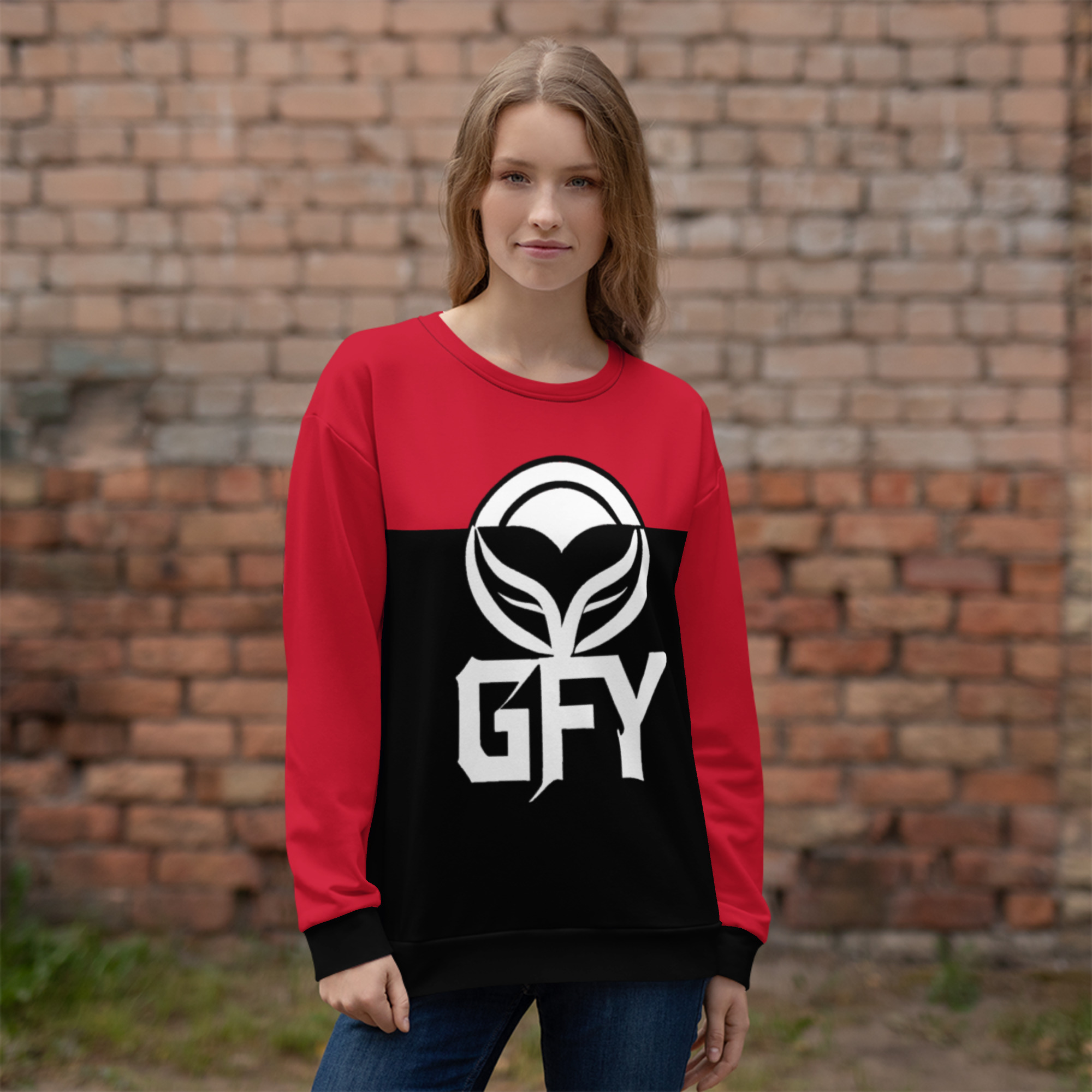 GFY Clothing: Design 02 – Unisex Sweatshirt – Black, Red & White - Image 4