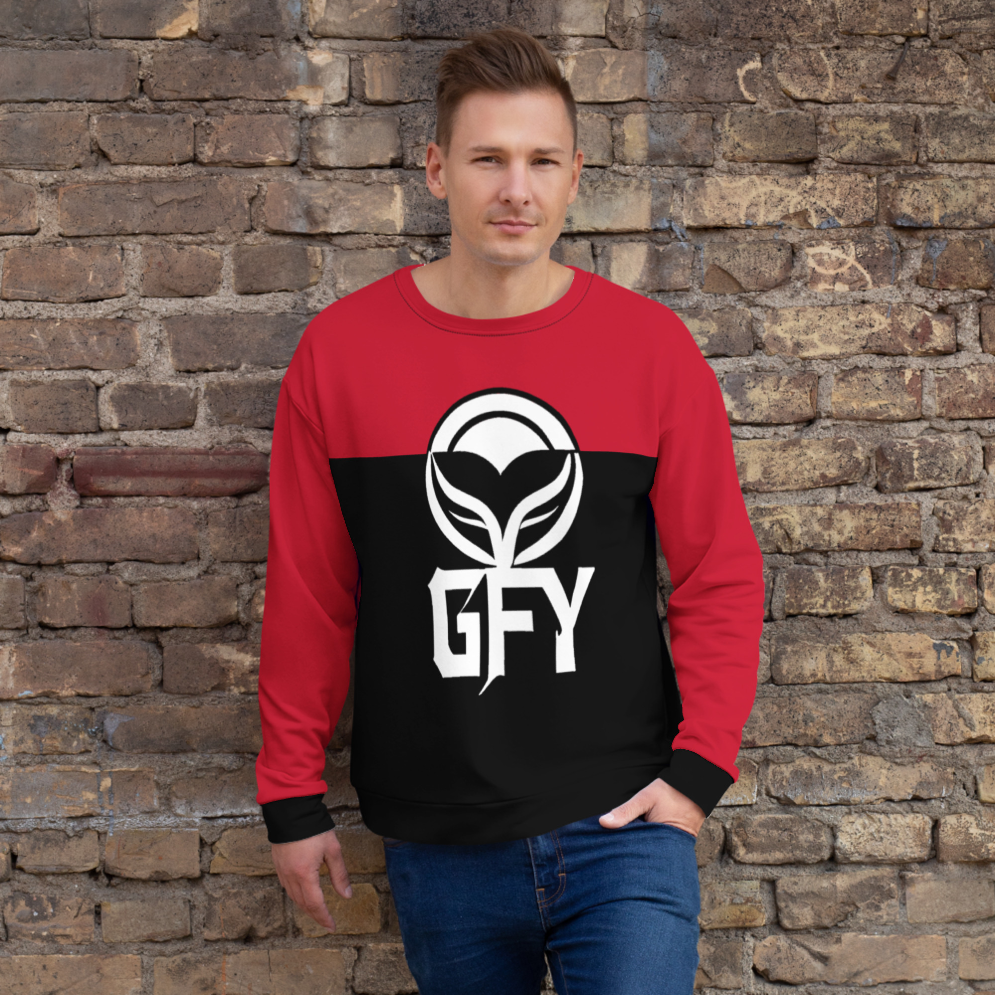 GFY Clothing: Design 02 – Unisex Sweatshirt – Black, Red & White - Image 5